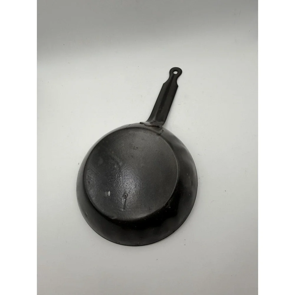 Vintage Black Speckled Enamelware Frying Pan Skillet Primitive Farmhouse Decor